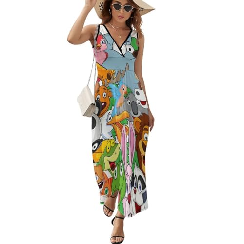 Robe longue d'été sans manches pour femme - Robe maxi col V de plage