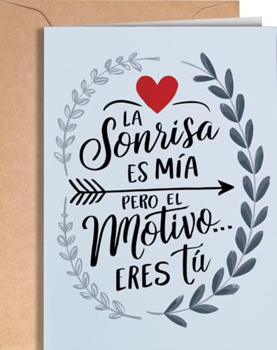 Tarjeta de Aniversario para Hombre, Mujer   Tarjeta de Aniversario para Marido, Novio, Novia   Tarjeta de San Valentín para Pareja   Regalo de Feliz Aniversario para él o ella   Greeting Sonrisa EU 89