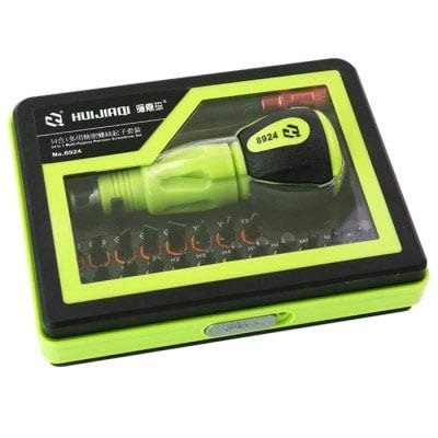 HaiMa Huijiaqi No. 8924 34 In 1 Set Di Cacciaviti Di Precisione Multiuso-Verde Giallo