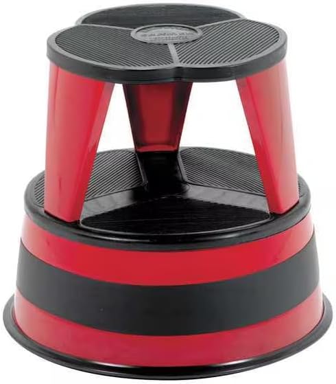 Round Office Stool, 2 Steps, 350 lb Load Capacity, 14 1/2 in Overall Height, Steel, Red, Mfr: 1001-43-A
