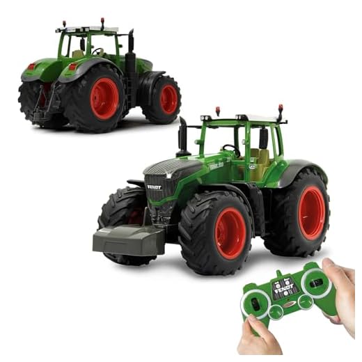 Jamara 405035 – Fendt 1050 Vario 1:16 2,4Ghz – RC Traktor, Motorsound (abschaltbar), Rückfahrwarnsound, Hupe, Abschaltfunktion, 2 Radantrieb, Gummireifen, Helle LED‘s vorne, Blinker, Demo Funktion