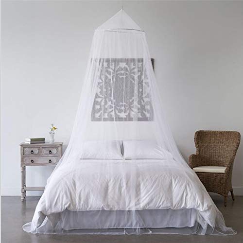 TechPeak Mosquito Net Bed Canopy for Queen Size King Size Bed Quick and Easy Installation Canopy Bed Curtains (White)