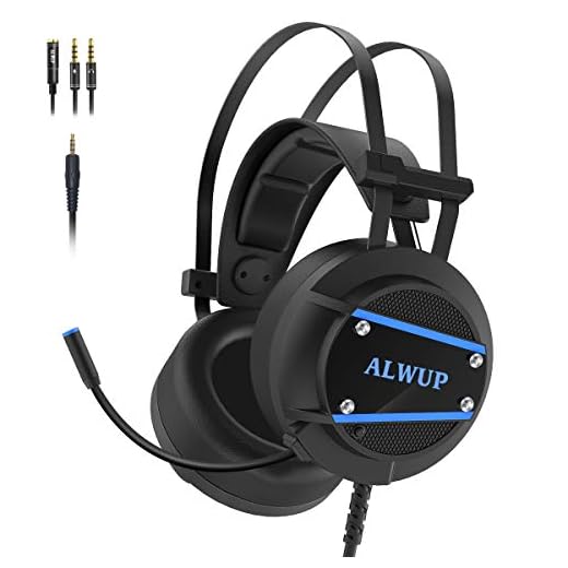 ALWUP Xbox One Headset, PS4 spelhörlurar med mikrofon, PC spelhörlurar med mikrofon för spelare Playstation 4 Xbox 1 S & X Nintendo Switch dator bärbar dator med stereoljud, djupa öronkuddar