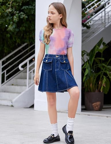Image of Arshiner Girls T Shirts Twist Short Sleeve Summer Shirts Fashion Crewneck Tops Tee Blouse