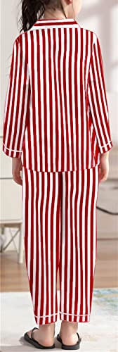 Schbbbta Girls & Womens Satin Pajamas Set, Silk Long Sleeve Nightwear Button-Down Sleepwear, 3 Years - Women XXL3