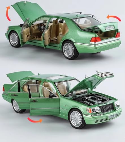 Image of 1:24 Scale Mercedes Benz W140 320SEL Toy Car | Metal Pullback Diecast Car for Kids with Openable Doors, Sound, Light Effects Toy for Car Enthusiasts (Color As Per Available),black