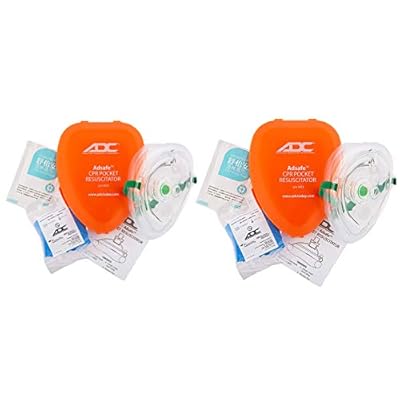 ADC Adsafe CPR Mask Pocket Resuscitator Kit; 3M Filtrete Filter with replaceable valve, disposable non-latex gloves, and alcohol wipe; 2 Kits