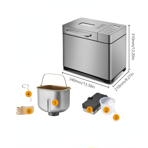 Brotbackautomat Automatische, 650W Brotbackautomat mit 19 Programme, Brotbackautomaten mit Digitales LCD-Display und 15hTimer, 3 Brotgrößen (500g/750g/1000g), Antihaft-Backform – Bild 7