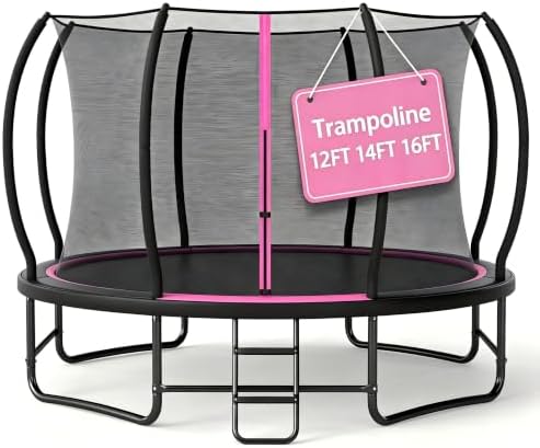 GYMAX Trampoline Outdoor, All-Round Enclosure Net ASTM 550lbs