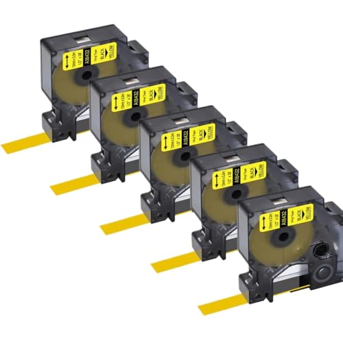 Rubans d'étiquettes anti-décollement compatibles IND A18444 S0718600 jaune 19mm et 12mm