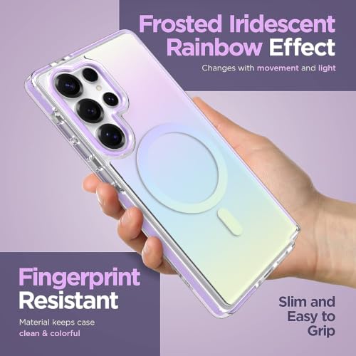 Image of Magnetic Case for Samsung Galaxy S25 Ultra [Compatible with Magsafe] [Anti-Yellowing] [1 Screen Protector] Slim Clear Iridescent Case for Galaxy S25 Ultra 6.9 inch, Purple