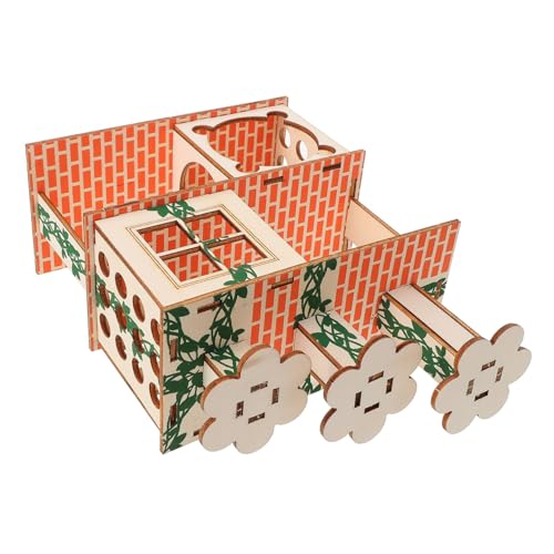 GRIRIW Hamster Wooden House Cozy Hideout for Pets Guinea Pig Villa Safe Wooden Cage Decoration Indoor Squirrel Retreat for and Hamsters