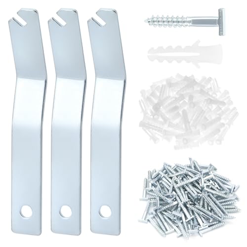 Image of QWORK T-Screw Security Hangers, 100 Pcs T Head Security Screws & 3 Pcs T Screw Wrenches - Secure Picture Frames, Lock Artwork