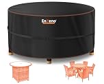 Enzeno garden furniture cover Round waterproof for outside,190x80cm outdoor furniture cover 210D oxford fabric outdoor Circular Table Covers with buckle strap rattan patio set covers