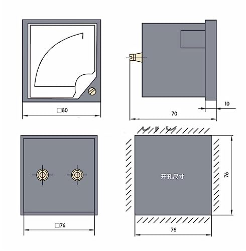 Ampèremètre analogique 6L2-A AC 400A cadran 80x80mm pour tableau électrique - 7