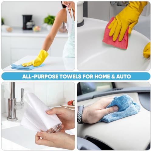 Image of AIDEA White Microfiber Cleaning Cloth Roll-55 Sheets, Paper Towels 11x9 inch