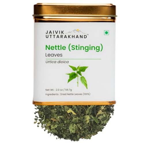 Image of Jaivik Uttarakhand - Nettle Dried Leaves Tea (56.7 g), Caffeine free, Helps with Kidney Detox, Blood Sugar, Blood Purify, Pack of 1 Tin Can