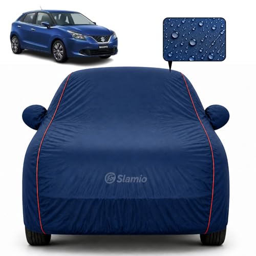 Image of Car Cover for Maruti Suzuki Baleno 2023-2026 | 100% Waterproof & Dustproof Heavy-Duty 3-Layer | All-Weather UV, Rain & Sun Protection | Custom Fit | Mirror & Antenna Pockets | Navy Blue