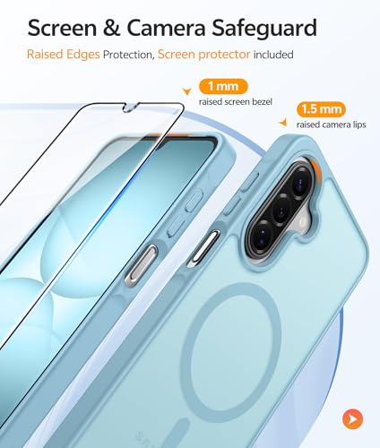 Image of FNTCASE for Galaxy A17 /A16 5G Phone Case: for Samsung A17 Cases [Compatible with Magsafe] [Screen Protector] Matte Translucent Military Grade Protection for Samsung A 17 & A 16 4G Cover - Teal