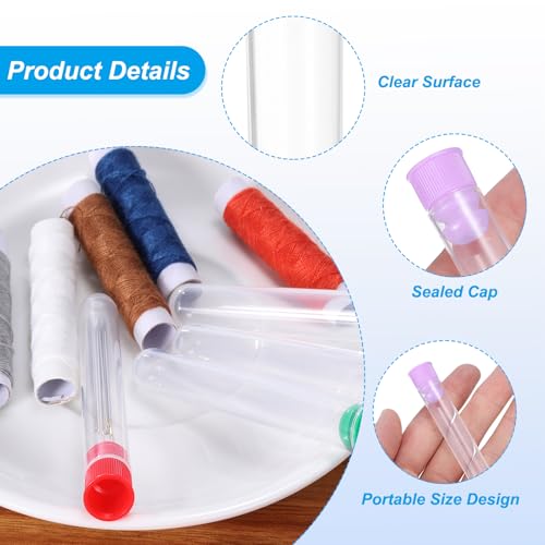 Image of PATIKIL 4 inch Length Plastic Sewing Needle Storage Holder, 15 Pcs Portable Matte Embroidery Needle Pin Toothpick Storage Tubes Case for Craft Knitting, Purple