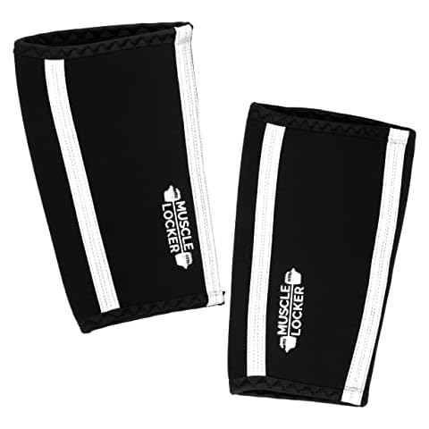Muscle Locker 5/7mm Neoprene Elbow Sleeves for Support & Protection, elbow support for Weightlifting, Crossfit, Powerlifting, Strongman, Bench Press, Pressing, Olympic Lifting (S) Cover