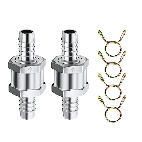 2 Piezas 6mm Válvula Retención Combustible, valvula antiretorno, Válvula de Retención de Combustible de Aluminio, Válvula Antirretorno de Retorno de Combustible, para Gasolina Diesel Oil Carburador