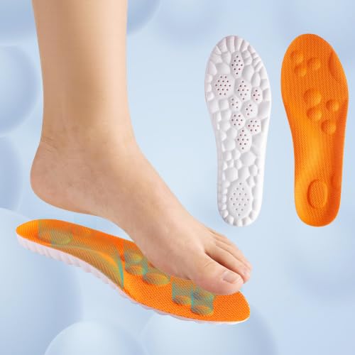 Image of 4D Cloud Steppers Insoles for Men and Women - Shock Absorption Inserts, Soft Anti-Fatigue, Memory Foam Insoles for Shoes, Boots & Sneakers (Orange, Men: US 4-7 / Women: US 5-8.5)