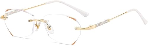 Miniatura 1 de LUFF Gafas de lectura sin montura para mujer ligeras antiluz azul clásicas de metal con marco cómodo