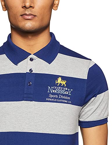 Image of Deniklo Men's Cotton Rich Half Sleeve Regular Fit Striped Polo T-Shirt (Available in Plus Size)