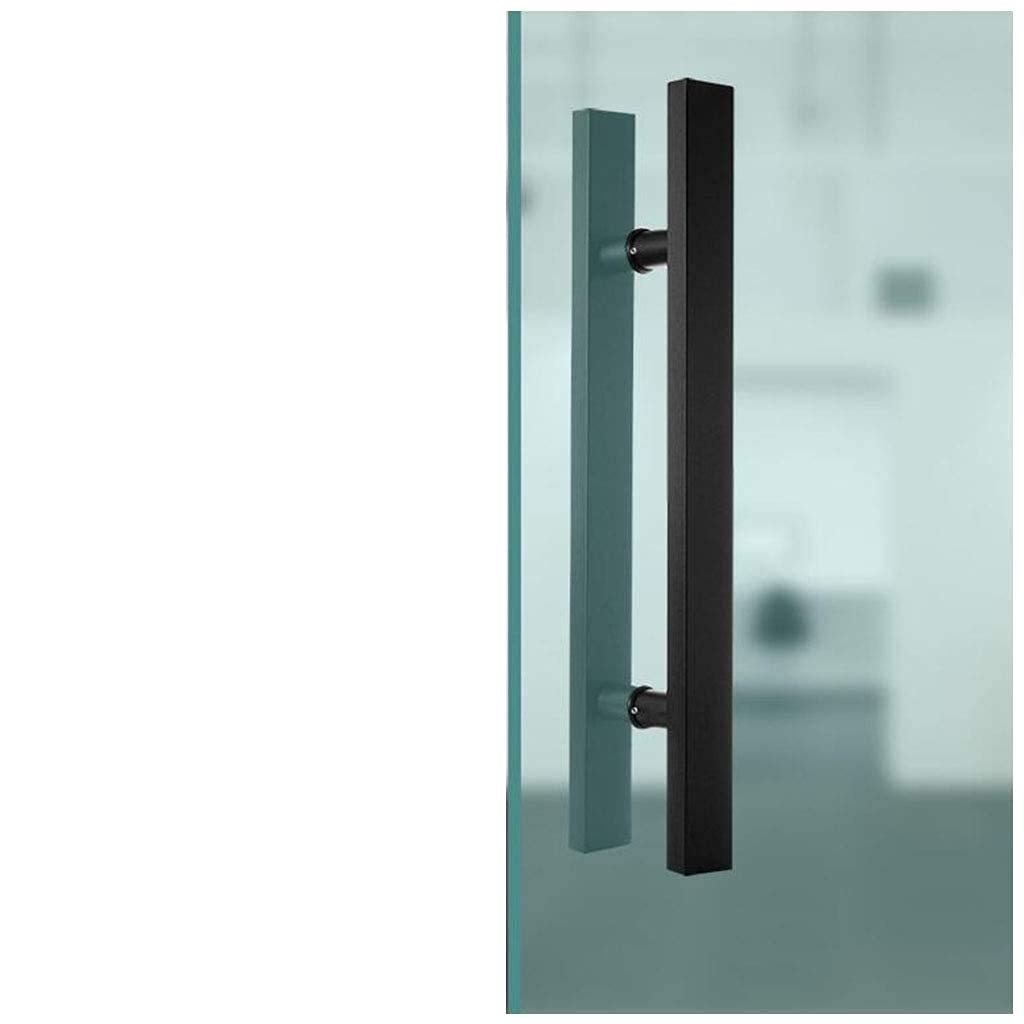 Poignée de porte va-et-vient en acier inoxydable noir rectangulaire en H pour bureau