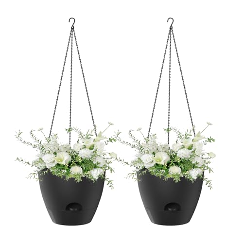 Fioriera automatica per approvvigionamento idrico – Decorazione da giardino con serbatoio – Set di 2 cesti per piante da parete, decorazione da parete e finestra, giardino, balcone, interni