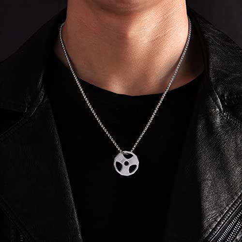 Dumbbell Necklace Fitness Gym, Weight Plate Barbell Pendant Stainless Steel4