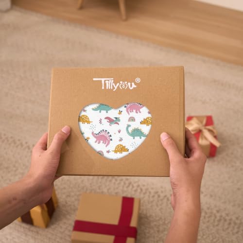 Image of TILLYOU 2 Pack Muslin Crib Sheets for Boys and Girls, 100% Cotton Fitted Crib Sheet for Toddler 52x28 Standard Crib Mattress, Dinosaur Rainbow