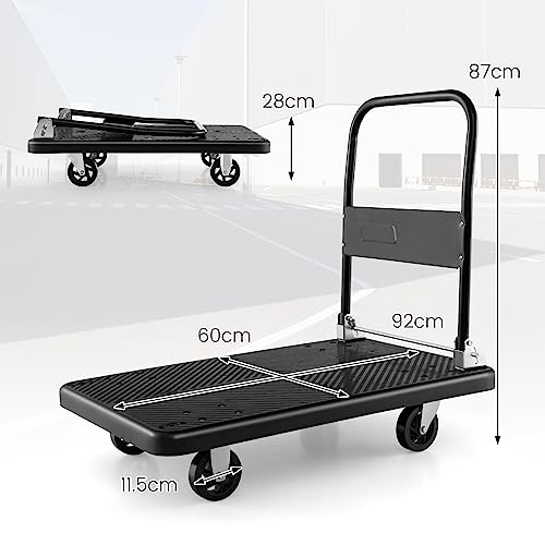 Carrello da cucina pieghevole con ruote, carrello con piattaforma resistente, per casa, supermercato, magazzino e trasloco
