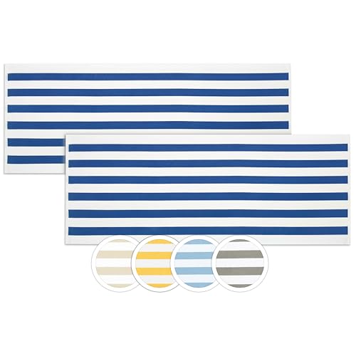 ZOLLNER Juego de 2 Toallas de Playa   Toallas de baño Resistentes y absorbentes en 70x180 cm   Lavables hasta 60°C   algodón   diseño Atemporal a Rayas en Azul   Certificado Oeko Tex