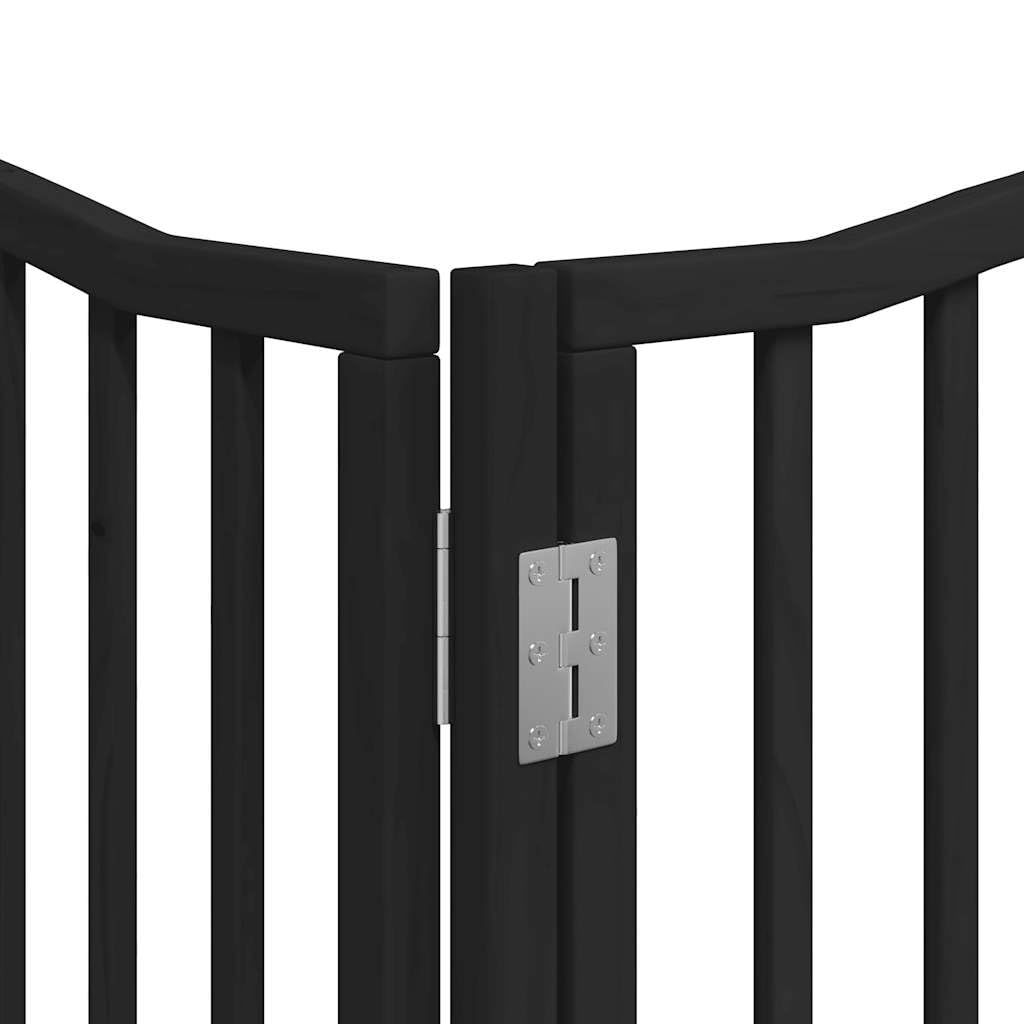 Homgoday Barrera para Perros,Barrera de Seguridad para Perros Mascotas,para Escaleras y Puertas Puerta de Perros Plegable 8 Paneles Madera álamo Negra 640 cm