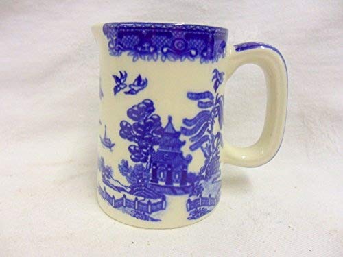 Blue willow cream jug by Heron Cross Pottery.