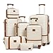 Joyway Luggage Set 7 Piece Suitcase Sets with Spinner Wheel,Hardside Expandable Travel Laggage with TSA Lock (18/20/24/28 White