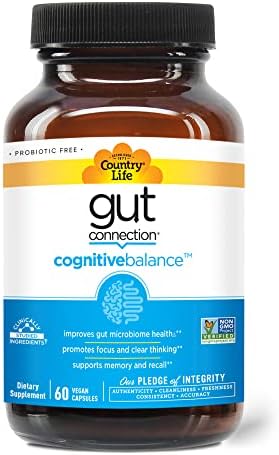 Country Life Gut Connection Cognitive Balance 60 Vegan Capsules, Certified Gluten Free, Certified Vegan, Non-GMO Verified