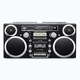 CD-Player & Kassetten-Boombox, Bluetooth 5.0, AM/FM-Radio, USB/SD-Wiedergabe, AUX-Eingang & Kopfhöreranschluss, tragbares Heimmusiksystem