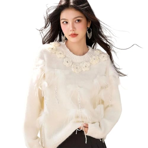 Womens Nail Bead Sweater Gentle Wind Temperament Loose Hooded Long