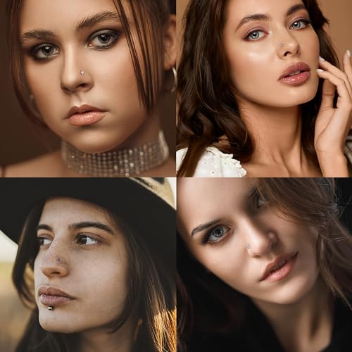 20G Stainless Steel Nose Rings, L Shaped Nose Studs and Nose Rings Hoops, Cute Heart Square CZ Nose Screw Piercing Jewelry Silver Gold For Women4