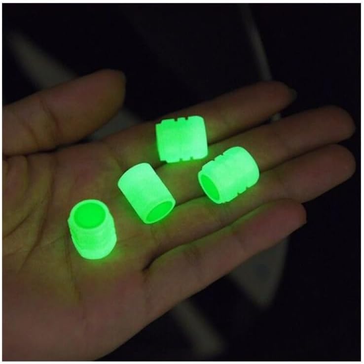 Glow-in-the-Dark Sibop Kapağı, 4'lü Set, Yeşil, 12mm x 16mm, Tüm Araçlar için Uyumlu
