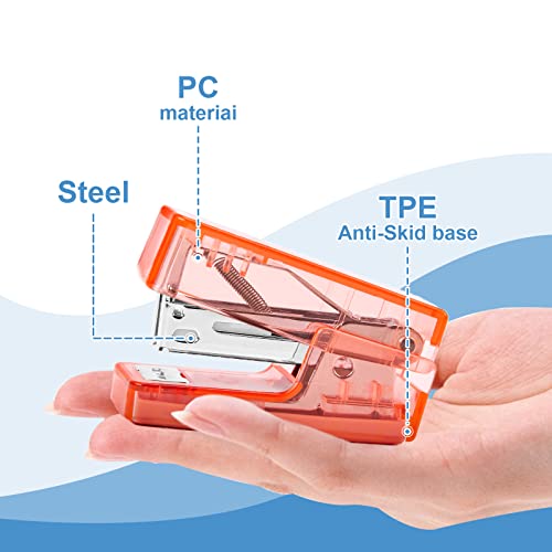 Gevanchi Mini Stapler, 20 Sheet Office Desktop Stapler With 640 Standard Staples And A Staple Remover, Transparent Orange #TOP1