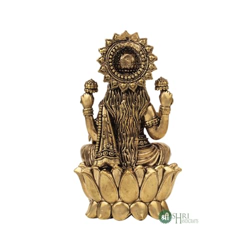 Image of INDICAST Handcrafted Brass Goddess Laxmi Statue for Home Temple | 4 inch Maa Lakshmi Figurine Idol Murti Sacred Symbol of Wealth | Perfect for Rituals & Gifting (Weight- 220gm)