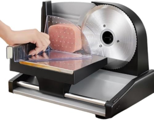 Electric Food Slicer | Stepless Thickness Adjustment 0-15mm with Stainless Steel Blade | Multifunctional Slicer for Frozen Meat, Fruit, Mochi, Vegetables | Small Stainless Steel Meat Slicer for