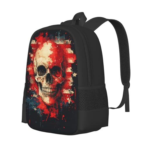 Image of Floral Skull Print Backpack For Men Women Lightweight Daypack For Daily Commutes Business Travel Hiking