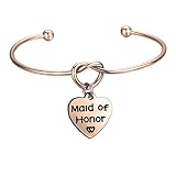 FEELMEM Bridesmaid Jewelry Bridesmaid Gifts- Simple Love Knot with Heart-shaped Engraved Message Cha
