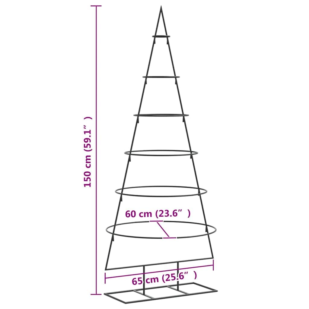vidaXL Árbol de Navidad para decoración Metal Negro 150 cm