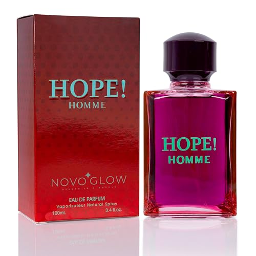 NovoGlow Hope Homme for Men - 100ml Eau De Parfum Spray for Men - Spicy Floral & Intense Fragrance Warm Scent That Lasts All Day Gift for Men for All Occasions
